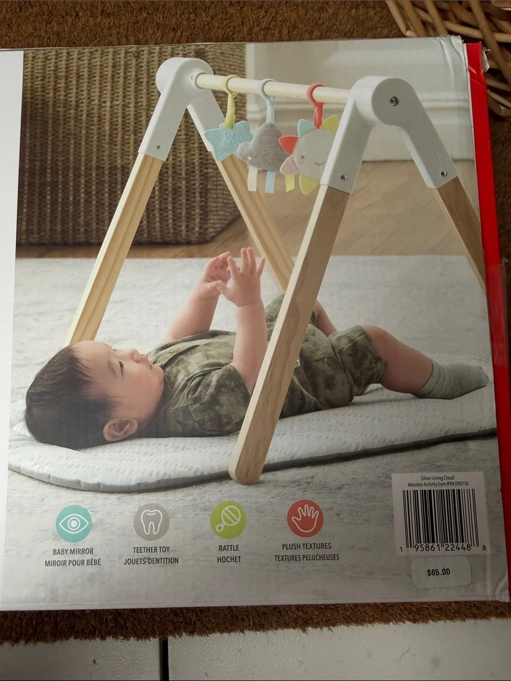 Skip Hop Wooden Activity Gym with Pastel Sun & Cloud Toys - Multi Color. NEW